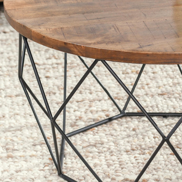 English Elm Sylmar Square Coffee Table Solid Wood Distressed Top Geometric Base Living Room B2723P240974