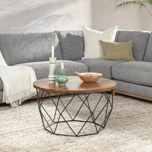 English Elm Sylmar Square Coffee Table Solid Wood Distressed Top Geometric Base Living Room B2723P240974