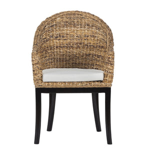 English Elm Odisha Handwoven Rattan Arm Chair Solid Hardwood Frame Coastal Bohemian Accent B2723P240975