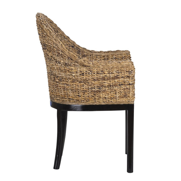English Elm Odisha Handwoven Rattan Arm Chair Solid Hardwood Frame Coastal Bohemian Accent B2723P240975
