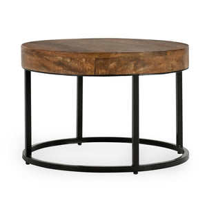 English Elm Emma Reclaimed Wood Nesting Tables Set Iron Base Rustic Transitional Living Room Accent B2723P240976