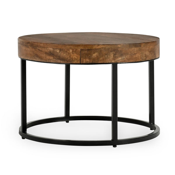 English Elm Emma Reclaimed Wood Nesting Tables Set Iron Base Rustic Transitional Living Room Accent B2723P240976