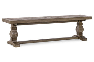 English Elm Caleb Reclaimed Solid Wood Entryway Bench with Hand-carved Pedestal Base Farmhouse Style B2723P240982