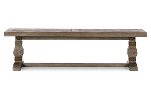 English Elm Caleb Reclaimed Solid Wood Entryway Bench with Hand-carved Pedestal Base Farmhouse Style B2723P240982