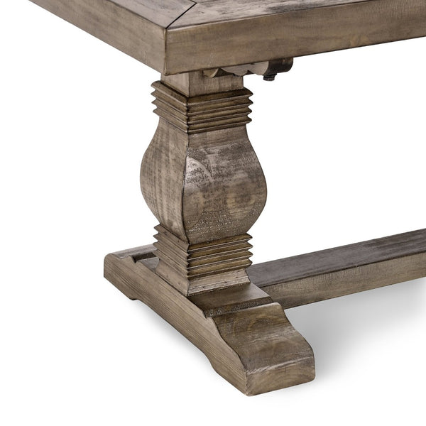 English Elm Caleb Reclaimed Solid Wood Entryway Bench with Hand-carved Pedestal Base Farmhouse Style B2723P240982