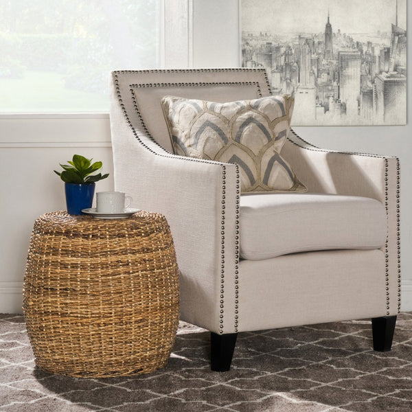 English Elm Nido Handwoven Natural Round End Table Artisan Accent for Coastal Cottage Living B2723P241338