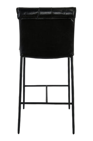 English Elm Mayer Top Grain Leather Counter Stool with Rolled Back and Tapered Legs for Islands Black B2723P287151