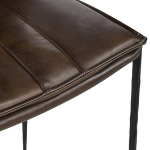 English Elm Mayer Top Grain Leather Bar Stool with Hand-hammered Iron Frame Transitional Kitchen Brown B2723P287152