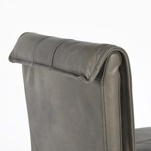 English Elm Mayer Top Grain Leather Counter Stool with Rolled Back and Tapered Legs for Islands Gray B2723P287153