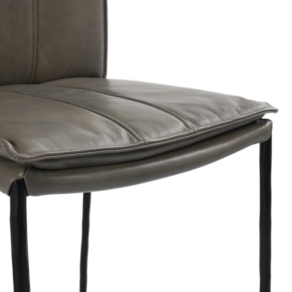 English Elm Mayer Top Grain Leather Bar Stool with Hand-hammered Iron Frame Transitional Kitchen Gray B2723P287154