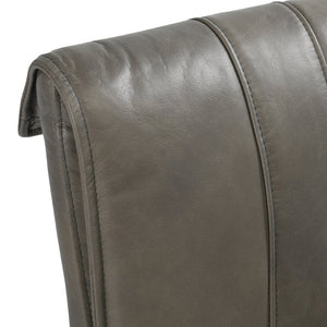 English Elm Mayer Top Grain Leather Bar Stool with Hand-hammered Iron Frame Transitional Kitchen Gray B2723P287154