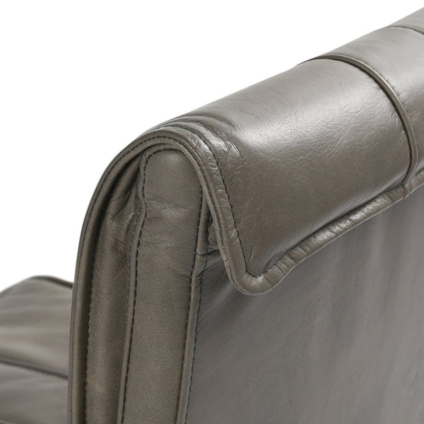 English Elm Mayer Top Grain Leather Bar Stool with Hand-hammered Iron Frame Transitional Kitchen Gray B2723P287154