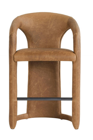 English Elm Archie Waxed Top-grain Leather Counter Stool with Patina Finish for Kitchen Islands B2723P287156