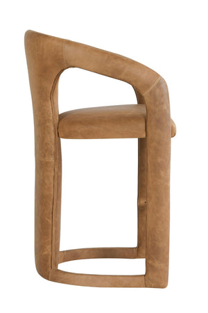 English Elm Archie Waxed Top-grain Leather Counter Stool with Patina Finish for Kitchen Islands B2723P287156