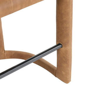 English Elm Archie Waxed Top-grain Leather Counter Stool with Patina Finish for Kitchen Islands B2723P287156