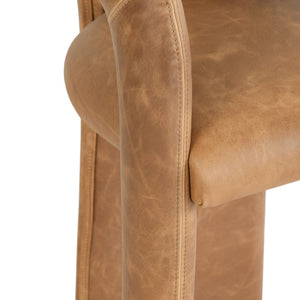 English Elm Archie Waxed Top-grain Leather Counter Stool with Patina Finish for Kitchen Islands B2723P287156