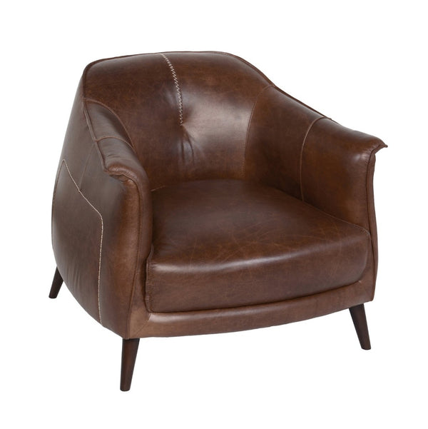 English Elm Martel Genuine Leather Accent Chair with Vintage Patina for Transitional Living Rooms B2723P461923