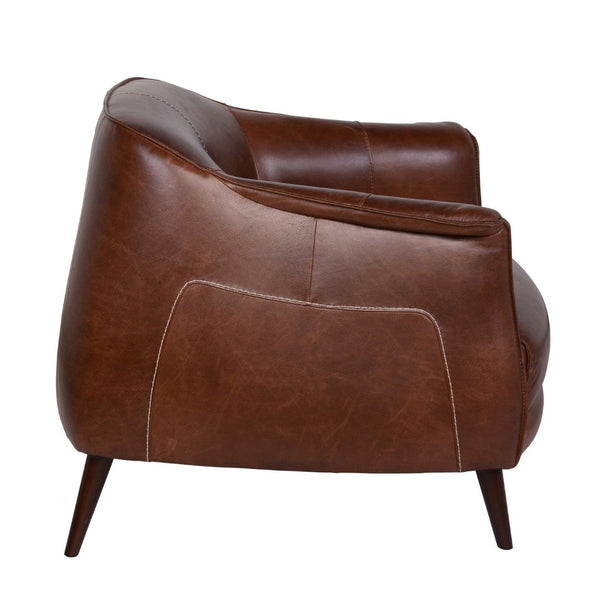 English Elm Martel Genuine Leather Accent Chair with Vintage Patina for Transitional Living Rooms B2723P461923