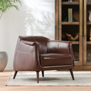 English Elm Martel Genuine Leather Accent Chair with Vintage Patina for Transitional Living Rooms B2723P461923