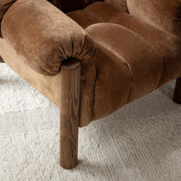 English Elm Sansa Channel Tufted Accent Chair with Oak Base for Transitional Living Rooms B2723P461924