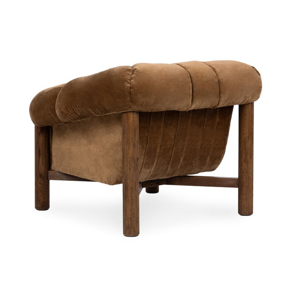 English Elm Sansa Channel Tufted Accent Chair with Oak Base for Transitional Living Rooms B2723P461924