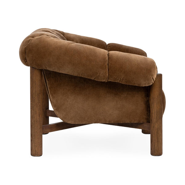 English Elm Sansa Channel Tufted Accent Chair with Oak Base for Transitional Living Rooms B2723P461924