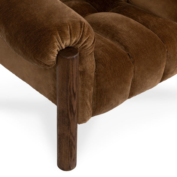 English Elm Sansa Channel Tufted Accent Chair with Oak Base for Transitional Living Rooms B2723P461924