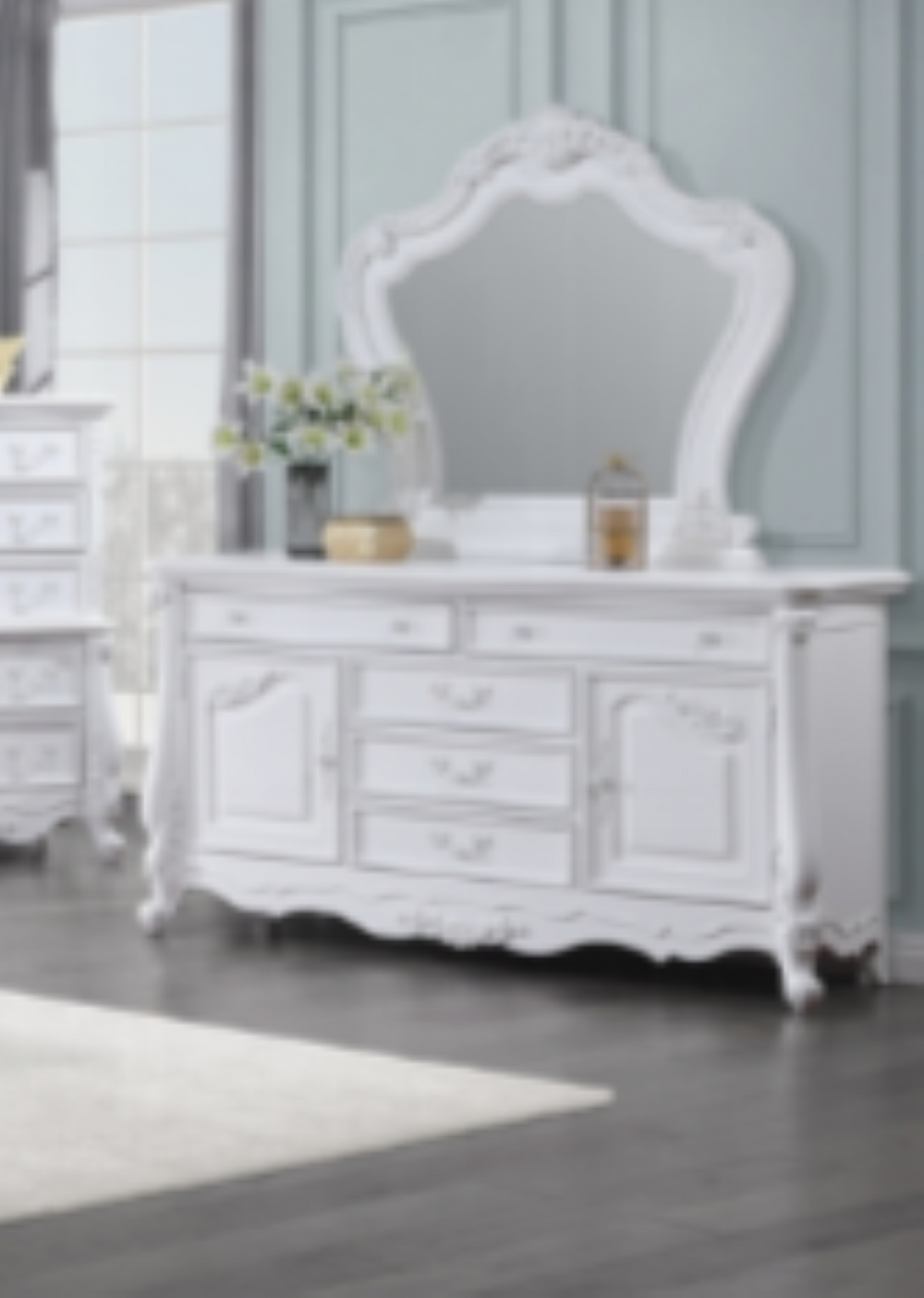 English Elm Latisha Contemporary White Wall Mirror with Wide Rectangular Frame for Bedroom or Entryway B2726P247631
