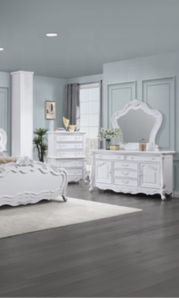 English Elm Latisha Contemporary White Wall Mirror with Wide Rectangular Frame for Bedroom or Entryway B2726P247631