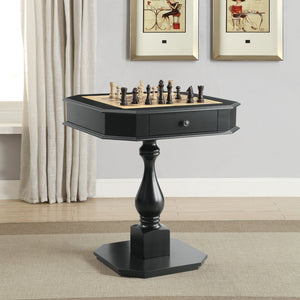 English Elm Bishop Pedestal Game Table with Reversible Chess Checkers Backgammon Tray and Storage B2726P251282