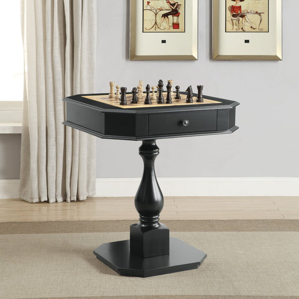 English Elm Bishop Pedestal Game Table with Reversible Chess Checkers Backgammon Tray and Storage B2726P251282