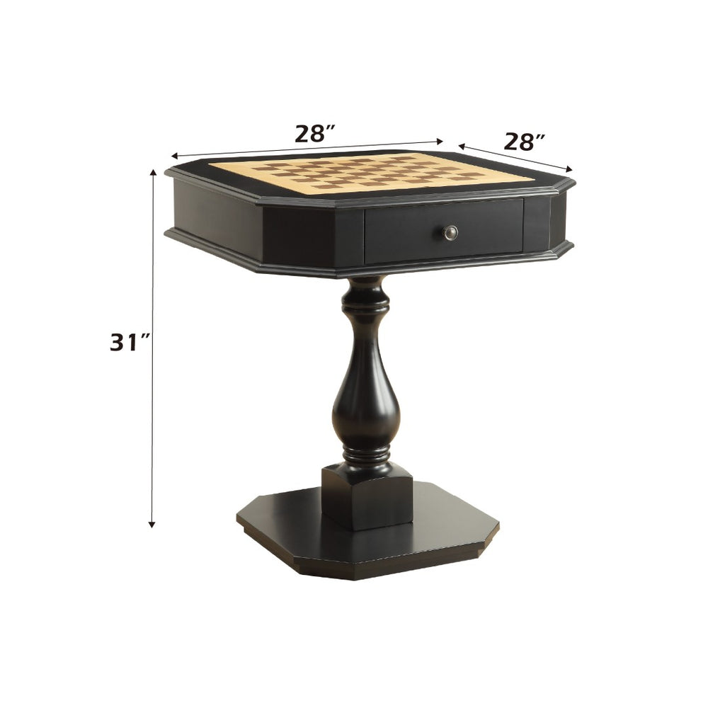 English Elm Bishop Pedestal Game Table with Reversible Chess Checkers Backgammon Tray and Storage B2726P251282