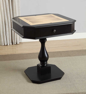English Elm Bishop Pedestal Game Table with Reversible Chess Checkers Backgammon Tray and Storage B2726P251282