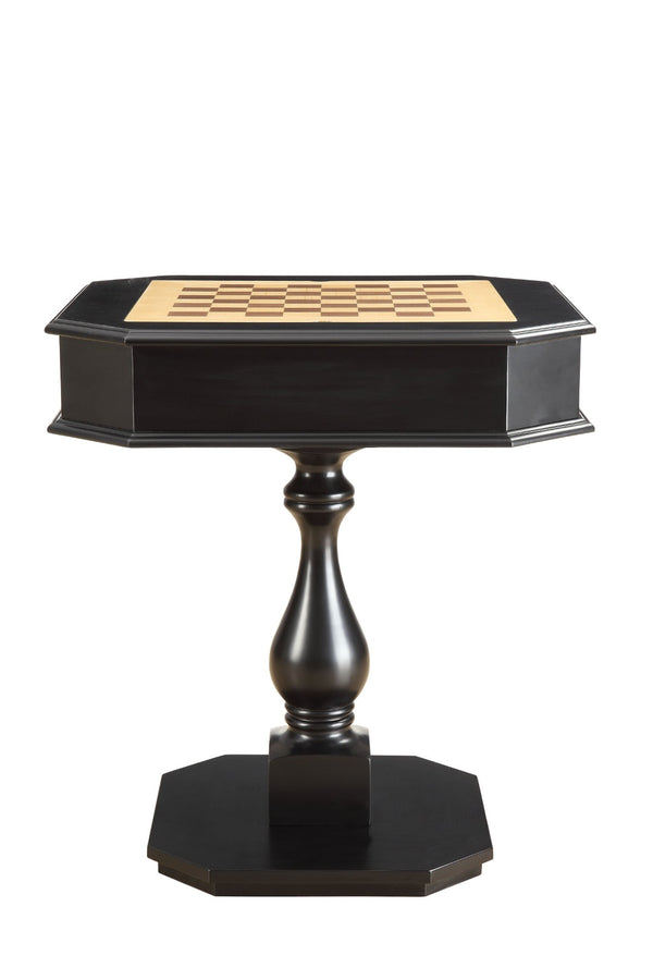 English Elm Bishop Pedestal Game Table with Reversible Chess Checkers Backgammon Tray and Storage B2726P251282