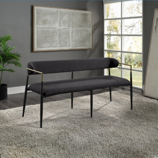 English Elm Jaramillo Industrial Upholstered Bench with Chenille Cushion and Weathered Wood Frame B2726P255334