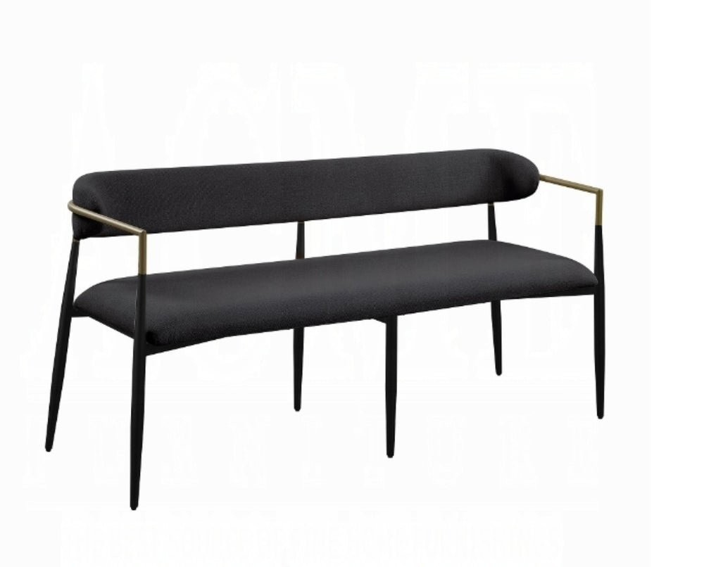 English Elm Jaramillo Industrial Upholstered Bench with Chenille Cushion and Weathered Wood Frame B2726P255334