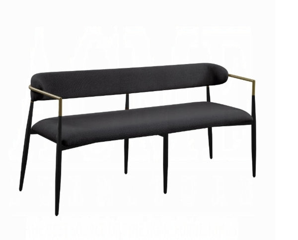 English Elm Jaramillo Industrial Upholstered Bench with Chenille Cushion and Weathered Wood Frame B2726P255334