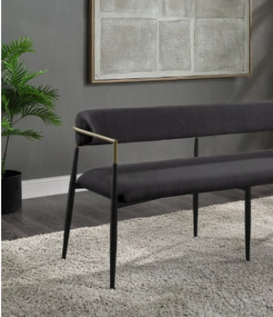 English Elm Jaramillo Industrial Upholstered Bench with Chenille Cushion and Weathered Wood Frame B2726P255334