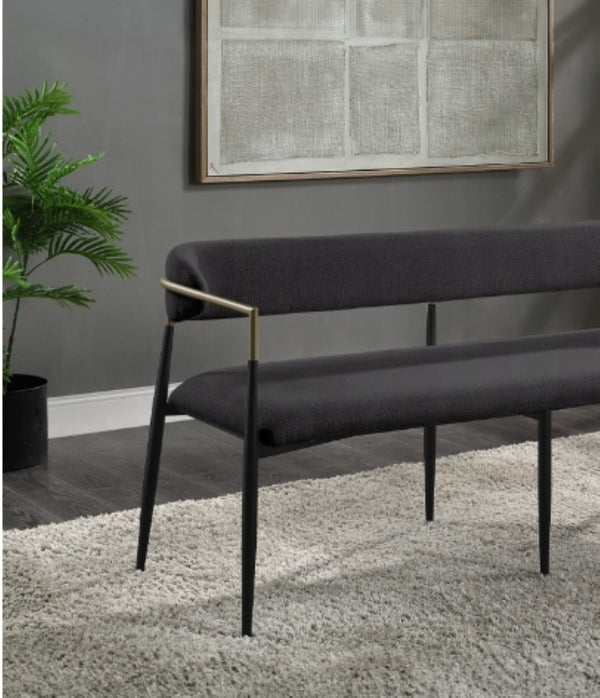 English Elm Jaramillo Industrial Upholstered Bench with Chenille Cushion and Weathered Wood Frame B2726P255334