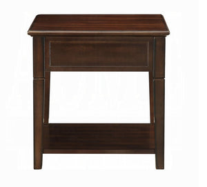 English Elm Malachi Mid-century Walnut Wood End Table with Drawer and Open Shelf for Living Room B2726P255761