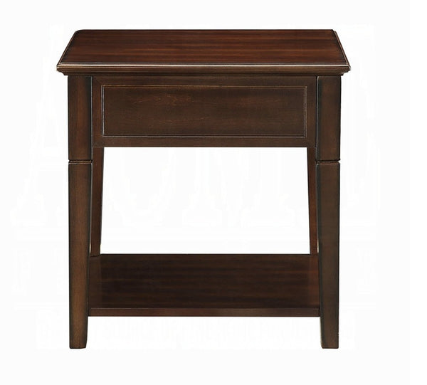 English Elm Malachi Mid-century Walnut Wood End Table with Drawer and Open Shelf for Living Room B2726P255761