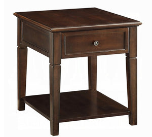 English Elm Malachi Mid-century Walnut Wood End Table with Drawer and Open Shelf for Living Room B2726P255761