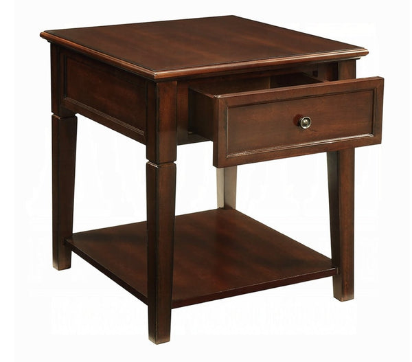 English Elm Malachi Mid-century Walnut Wood End Table with Drawer and Open Shelf for Living Room B2726P255761
