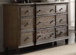 English Elm Baudouin Nine Drawer Dresser Weathered Oak Farmhouse Bedroom Storage Organizer B2726P261257