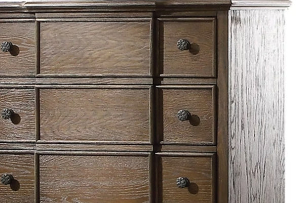 English Elm Baudouin Five Drawer Chest with Dovetail Joinery and Distressed Oak Finish for Bedroom B2726P261259