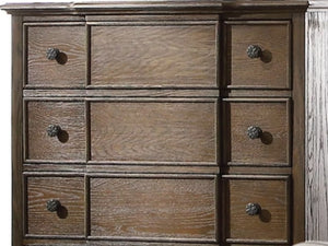 English Elm Baudouin Five Drawer Chest with Dovetail Joinery and Distressed Oak Finish for Bedroom B2726P261259