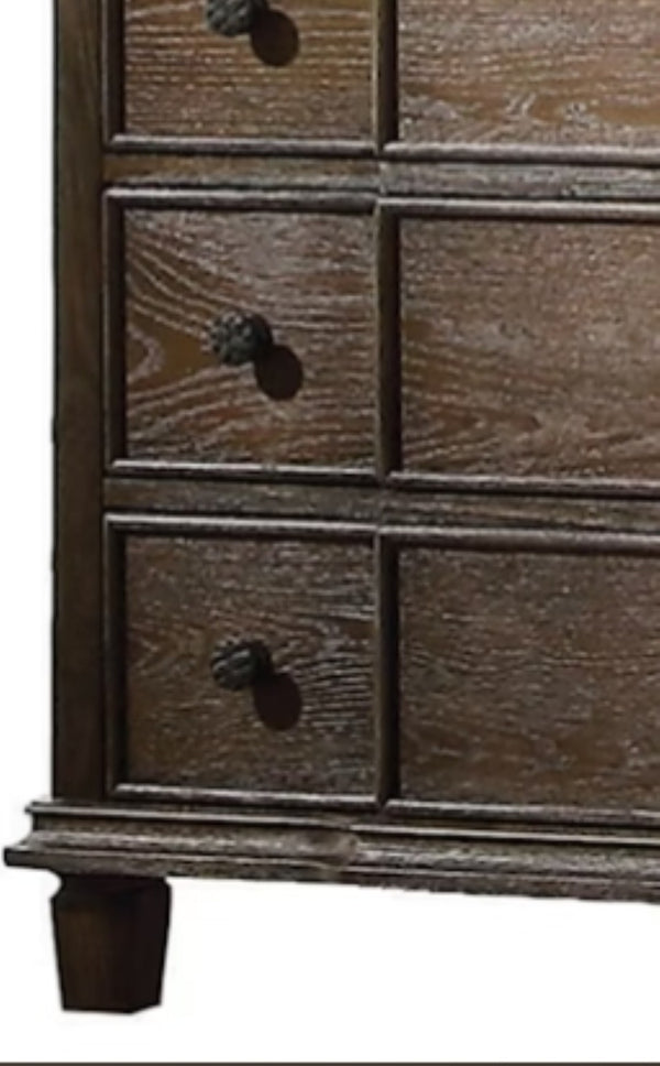 English Elm Baudouin Five Drawer Chest with Dovetail Joinery and Distressed Oak Finish for Bedroom B2726P261259