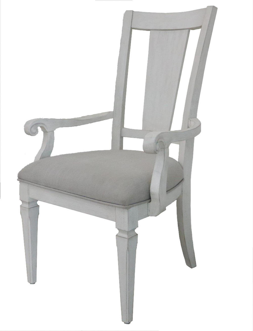 English Elm Katia Farmhouse Linen Armchair Set with Slatted Wood Back and Padded Seat B2726P268892