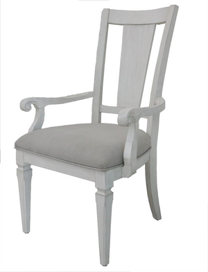 English Elm Katia Farmhouse Linen Armchair Set with Slatted Wood Back and Padded Seat B2726P268892