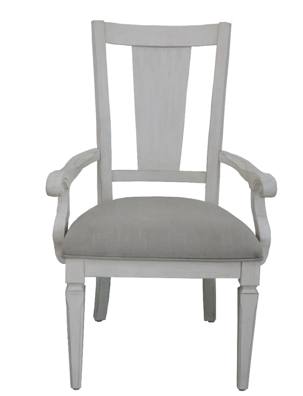 English Elm Katia Farmhouse Linen Armchair Set with Slatted Wood Back and Padded Seat B2726P268892